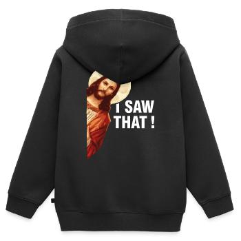 J’ai vu que Jésus-Christ - Sweat Premium à capuche zippé enfant bio - noir - Dos - AI Model Kid Male (0cm)