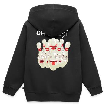 Conception de bol pour les joueurs de bowling Sportifs - Sweat Premium à capuche zippé enfant bio - noir - Dos - AI Model Kid Male (0cm)