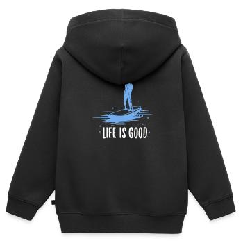 SUP - Kinder Premium Organic Zip Hoodie - Schwarz - Hinten - AI Model Kid Male (0cm)