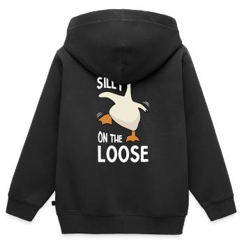 Dumme Gans - Kinder Premium Organic Zip Hoodie - Schwarz - Hinten - AI Model Kid Male (0cm)