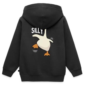 Silly goose - Kids Premium Organic Zip-up Hoodie - black - Back - AI Model Kid Male (0cm)