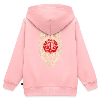 Masque de samouraï japonais - Sweat Premium à capuche zippé enfant bio - rose - Dos - AI Model Kid Female (0cm)