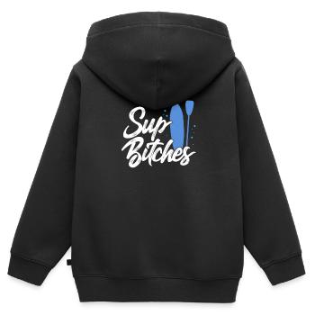 SUP - Kinder Premium Organic Zip Hoodie - Schwarz - Hinten - AI Model Kid Male (0cm)