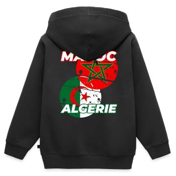 Maroc Algérie - Sweat Premium à capuche zippé enfant bio - noir - Dos - AI Model Kid Male (0cm)