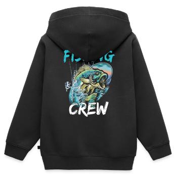 Fischerei Crew - Kinder Premium Organic Zip Hoodie - Schwarz - Hinten - AI Model Kid Male (0cm)