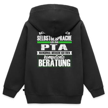 PTA Selbstgespräche Kompetente Beratung Lustig - Kinder Premium Organic Zip Hoodie - Schwarz - Hinten - AI Model Kid Male (0cm)