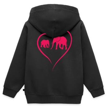 Elefanten Dickhäuter Rüssel Afrika Trompet Elefant - Kinder Premium Organic Zip Hoodie - Schwarz - Hinten - AI Model Kid Male (0cm)