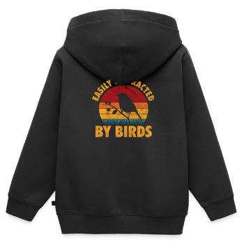 Ornithologie Observation des oiseaux Ornithologue Observation des oiseaux - Sweat Premium à capuche zippé enfant bio - noir - Dos - AI Model Kid Male (0cm)