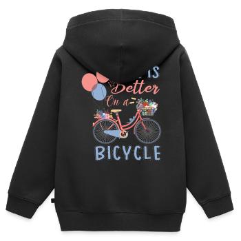 Fahrrad Fahrradfahren Fahrradfahrer Stadtrad Rad - Kinder Premium Organic Zip Hoodie - Schwarz - Hinten - AI Model Kid Male (0cm)