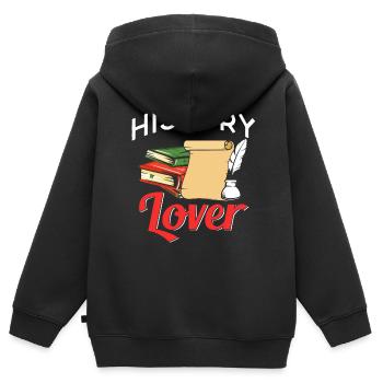 Amateurs d’histoire Historien Profession Histoire - Sweat Premium à capuche zippé enfant bio - noir - Dos - AI Model Kid Male (0cm)