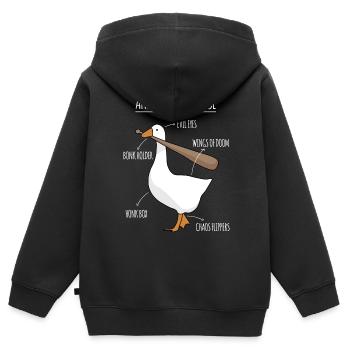 Anatomie d’un mème d’oie - Sweat Premium à capuche zippé enfant bio - noir - Dos - AI Model Kid Male (0cm)