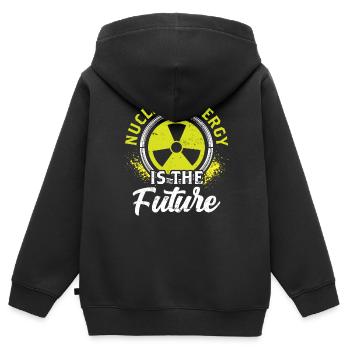 L’énergie nucléaire est l’avenir L’énergie nucléaire L’énergie nucléaire - Sweat Premium à capuche zippé enfant bio - noir - Dos - AI Model Kid Male (0cm)