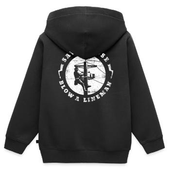 Save a Fuse Blow A Lineman Design for Electricians - Kids Premium Organic Zip-up Hoodie - black - Back - AI Model Kid Male (0cm)