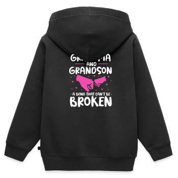 Oma Enkel - Kinder Premium Organic Zip Hoodie - Schwarz - Hinten - AI Model Kid Male (0cm)