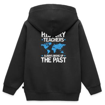 Professeur d’histoire Professeur d’histoire Histoire - Sweat Premium à capuche zippé enfant bio - noir - Dos - AI Model Kid Male (0cm)