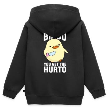 Mèmes d’oiseaux - Sweat Premium à capuche zippé enfant bio - noir - Dos - AI Model Kid Male (0cm)