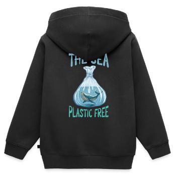 Gardez la mer sans plastique pour le climat - Sweat Premium à capuche zippé enfant bio - noir - Dos - AI Model Kid Male (0cm)
