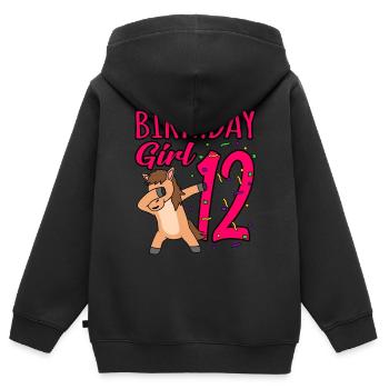 12. Geburtstag - Kinder Premium Organic Zip Hoodie - Schwarz - Hinten - AI Model Kid Male (0cm)