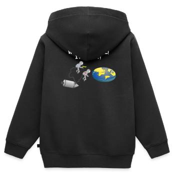 Flat Planet Against Science Flat Earth - Kids Premium Organic Zip-up Hoodie - black - Back - AI Model Kid Male (0cm)