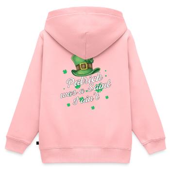 Saint-Patrick - Sweat Premium à capuche zippé enfant bio - rose - Dos - AI Model Kid Female (0cm)