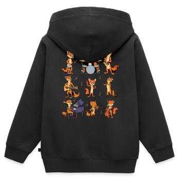 Cartoon Fuchs Big Band - Kinder Premium Organic Zip Hoodie - Schwarz - Hinten - AI Model Kid Male (0cm)