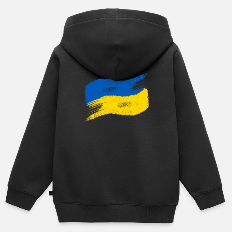 Drapeau de l’Ukraine - Sweat Premium à capuche zippé enfant bio - noir