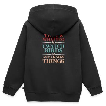 Ornithologie Observation des oiseaux Ornithologue Observation des oiseaux - Sweat Premium à capuche zippé enfant bio - noir - Dos - AI Model Kid Male (0cm)