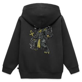 Dieu égyptien Anubis - Sweat Premium à capuche zippé enfant bio - noir - Dos - AI Model Kid Male (0cm)