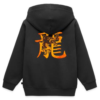 Chinesische Schriftzeichen mit Drache - Kinder Premium Organic Zip Hoodie - Schwarz - Hinten - AI Model Kid Male (0cm)