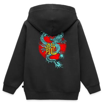 Dragon chinois - Sweat Premium à capuche zippé enfant bio - noir - Dos - AI Model Kid Male (0cm)