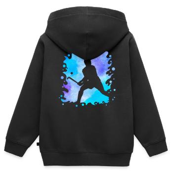 Hockey - Kinder Premium Organic Zip Hoodie - Schwarz - Hinten - AI Model Kid Male (0cm)