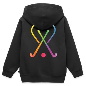 Hockey - Kinder Premium Organic Zip Hoodie - Schwarz - Hinten - AI Model Kid Male (0cm)