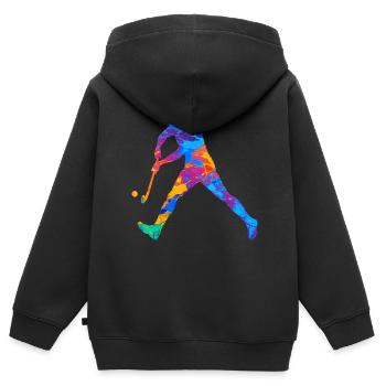 Hockey - Kinder Premium Organic Zip Hoodie - Schwarz - Hinten - AI Model Kid Male (0cm)