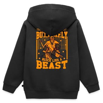 Drop like a butterfly Block like a Beast - Kinder Premium Organic Zip Hoodie - Schwarz - Hinten - AI Model Kid Male (0cm)
