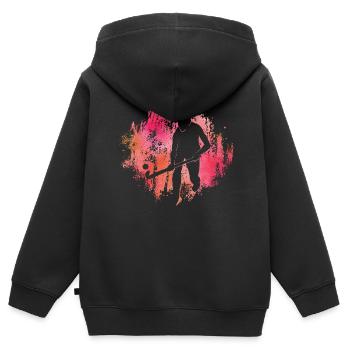 Hockey sur gazon - Sweat Premium à capuche zippé enfant bio - noir - Dos - AI Model Kid Male (0cm)