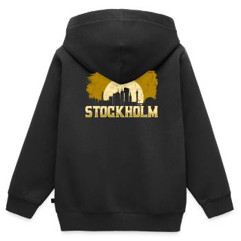 Stockholm - Kinder Premium Organic Zip Hoodie - Schwarz - Hinten - AI Model Kid Male (0cm)