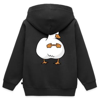 Oie timide et mignonne - Sweat Premium à capuche zippé enfant bio - noir - Dos - AI Model Kid Male (0cm)
