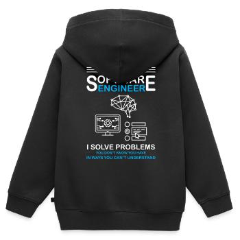 I'm a Software Engineer Software Developer - Kids Premium Organic Zip-up Hoodie - black - Back - AI Model Kid Male (0cm)