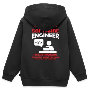 I'm a Software Engineer Software Developer - Kids Premium Organic Zip-up Hoodie - black - Back - AI Model Kid Male (0cm)