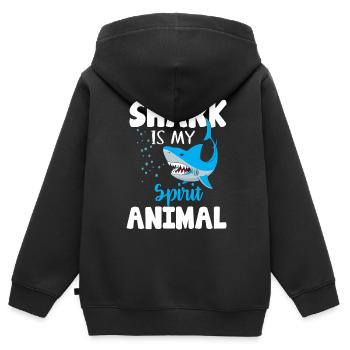 Requin Shark Fin Requin Blanc Requin Baleine Requin Requin - Sweat Premium à capuche zippé enfant bio - noir - Dos - AI Model Kid Male (0cm)