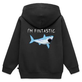 Requin Shark Fin Requin Blanc Requin Baleine Requin Requin - Sweat Premium à capuche zippé enfant bio - noir - Dos - AI Model Kid Male (0cm)