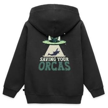 Rettet die Orcas - Außerirdischer Orca-Wal - Kinder Premium Organic Zip Hoodie - Schwarz - Hinten - AI Model Kid Male (0cm)
