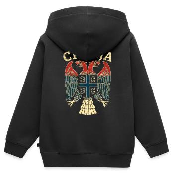 Serbia Coat of Arms Cyrillic - Kids Premium Organic Zip-up Hoodie - black - Back - AI Model Kid Male (0cm)