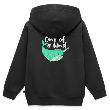 Narval - Sweat Premium à capuche zippé enfant bio - noir - Dos - AI Model Kid Male (0cm)