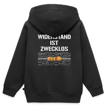 Widerstand Ist Zwecklos - Kinder Premium Organic Zip Hoodie - Schwarz - Hinten - AI Model Kid Male (0cm)