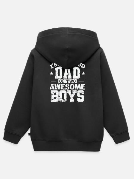 Papa I'm a proud Dad of 2 awesome Boys - Hoodie Premium med dragkedja barn ekologisk - svart