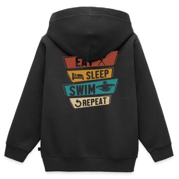Nageurs Compétition Natation Eau Cadeau - Sweat Premium à capuche zippé enfant bio - noir - Dos - AI Model Kid Male (0cm)