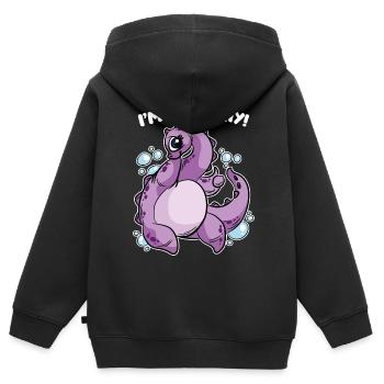 Ich bin nur schüchtern Das Monster von Loch Ness - Kinder Premium Organic Zip Hoodie - Schwarz - Hinten - AI Model Kid Male (0cm)