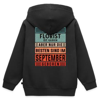 Floristik Geburtstag September geboren Florist - Kinder Premium Organic Zip Hoodie - Schwarz - Hinten - AI Model Kid Male (0cm)