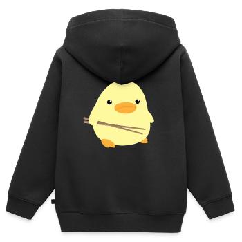 Duck with Chop Sticks - Ente mit Stäbchen Meme - Kinder Premium Organic Zip Hoodie - Schwarz - Hinten - AI Model Kid Male (0cm)